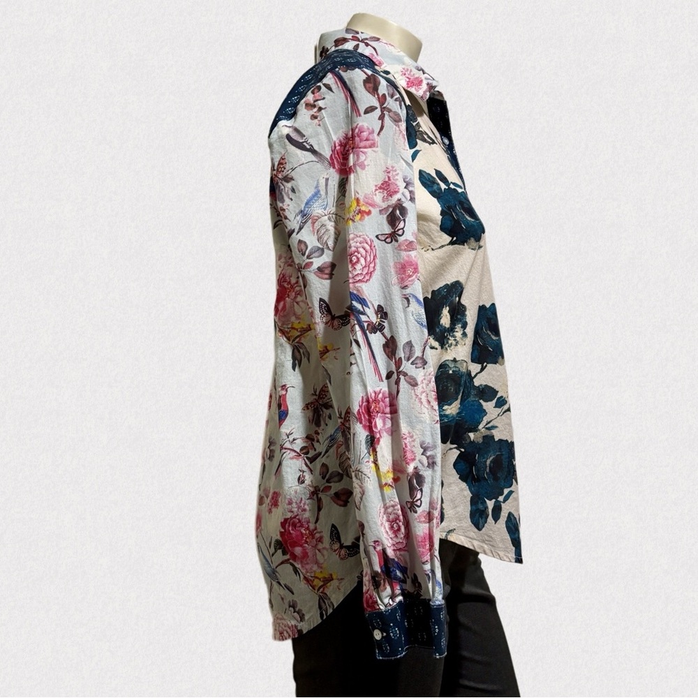 Sundance Floral Button Down Patchwork Boho Shirt,… - image 3